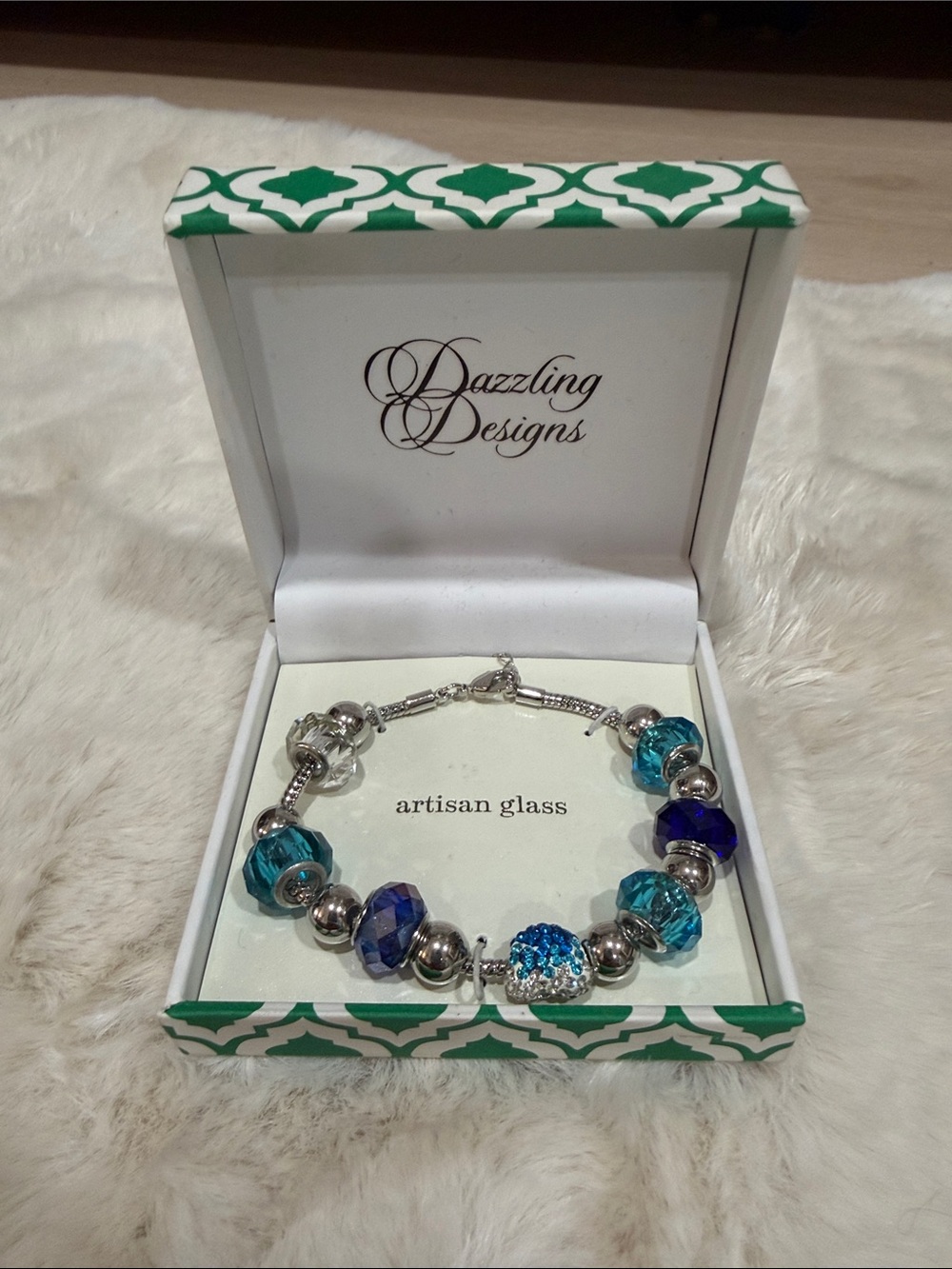 Blue & Teal Artisan Glass Bracelet